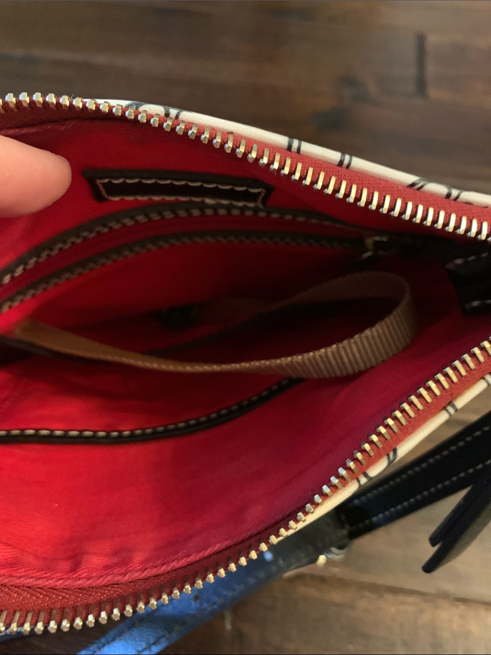 Dooney & Bourke White and Black DB Monogram Crossbody with Charm - Picture 7 of 9